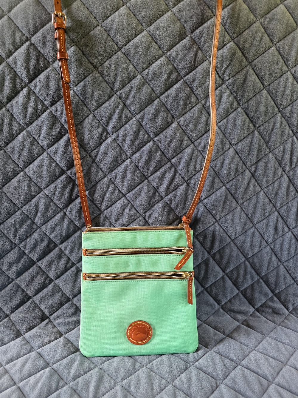 Dooney & Bourke Mint Green Crossbody with Brown Leather Trim